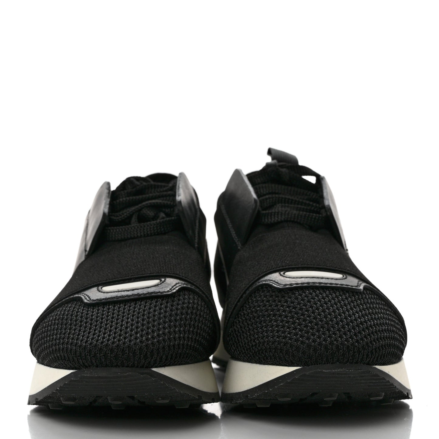 Mesh Calfskin Neoprene Suede Womens Race Runner Sneakers 35 Black