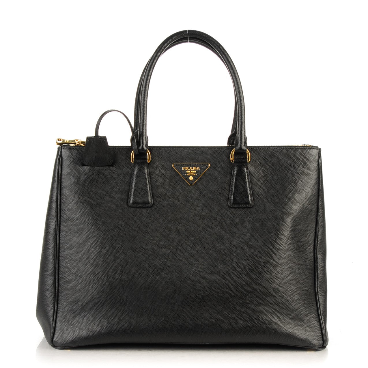 Saffiano Large Galleria Double Zip Tote Black