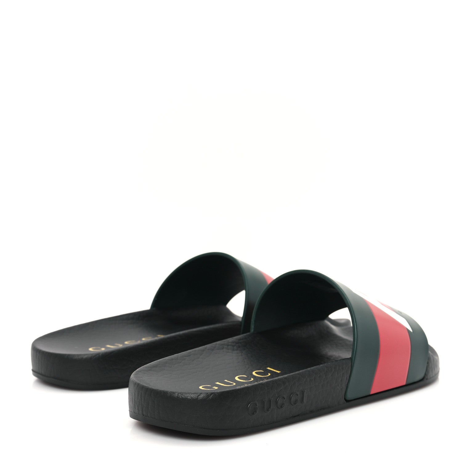 Gucci X PALACE Rubber Mens Slide Sandals 8 Black Green Red 5 of 9