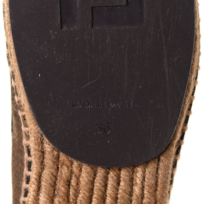 Fendi Canvas Pequin Espadrilles 36 Tobacco Black 7 of 8