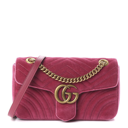 Gucci Velvet Matelasse Small GG Marmont Shoulder Bag Light Raspberry Rose 1 of 8