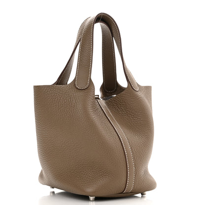Hermes Taurillon Clemence Picotin Lock 18 PM Etoupe 2 of 11