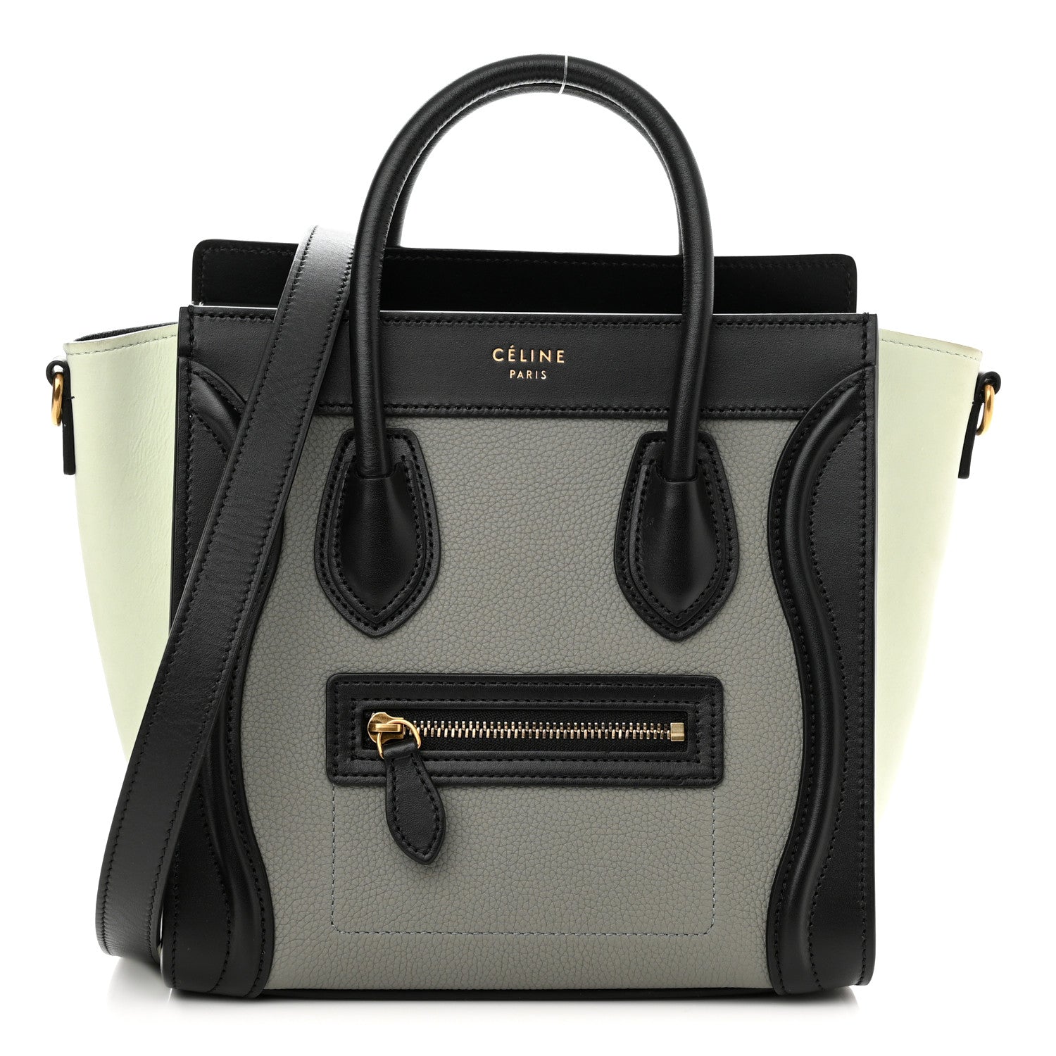 Celine Baby Grained Calfskin Nano Tri-Color Luggage Zinc Almond 1 of 13