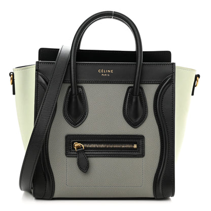 Celine Baby Grained Calfskin Nano Tri-Color Luggage Zinc Almond 1 of 13