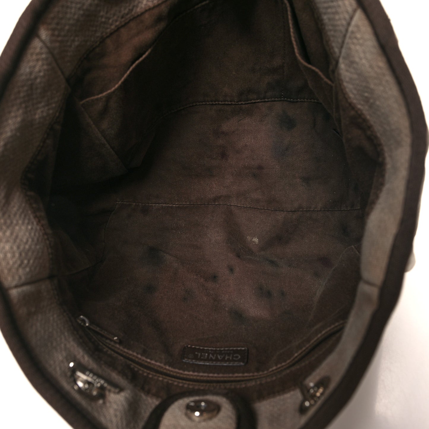 Mixed Fibers Calfskin Small Deauville Tote Beige Brown