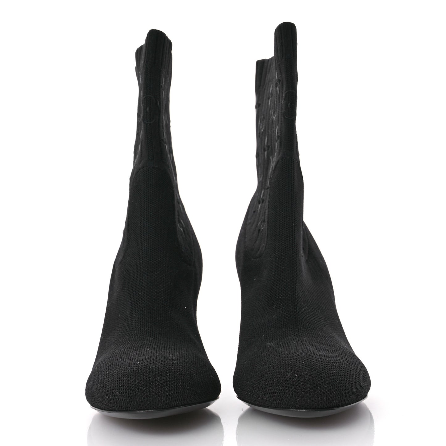 Monogram Stretch Fabric Silhouette Ankle Boots 37 Black
