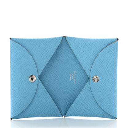 Hermes Epsom Calvi Card Case Celeste 5 of 6