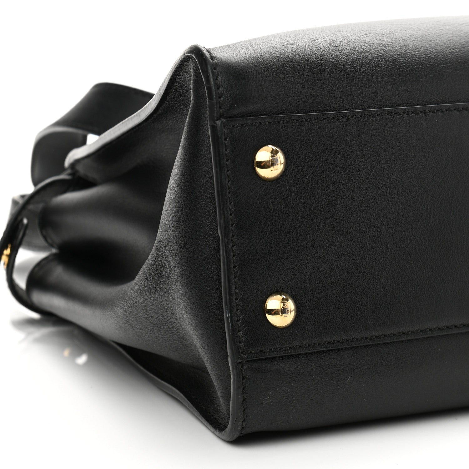 Fendi Vitello Seta Shiny Nappa Medium Peekaboo Iconic Satchel Black 5 of 12