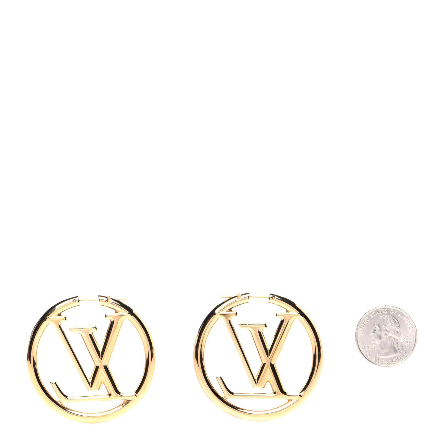 Louis Vuitton Metal Louise Hoop Earrings Gold 2 of 6