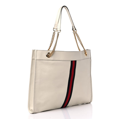 Gucci Suede Calfskin Large Rajah Chain Tote White 4 of 10