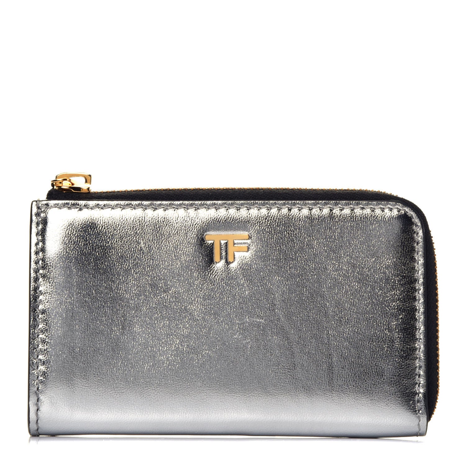 Tom Ford Metallic Calfskin Key Pouch Silver 1 of 7