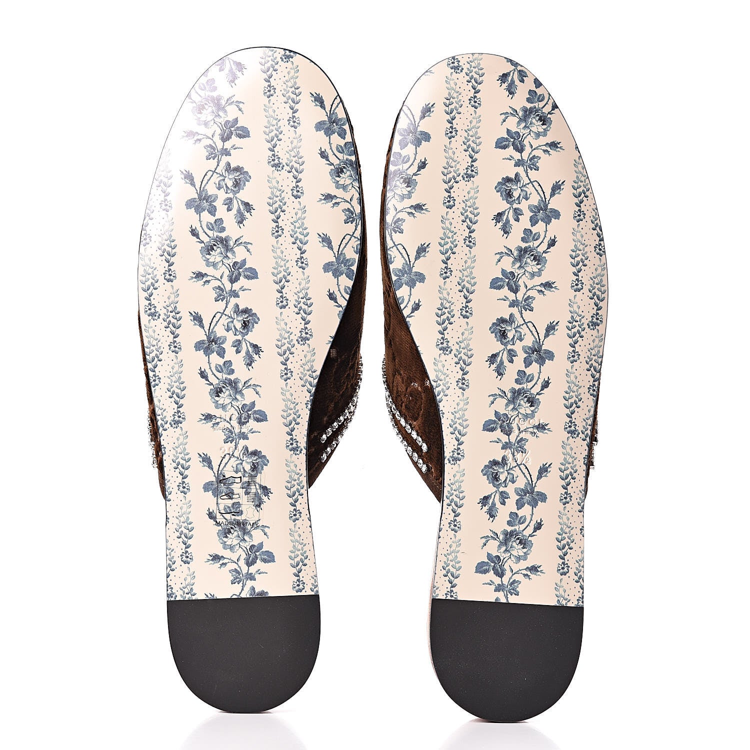 Gucci Velvet GG Monogram Crystal Womens Slippers 38.5 Brown Vintage Cocoa 5 of 8