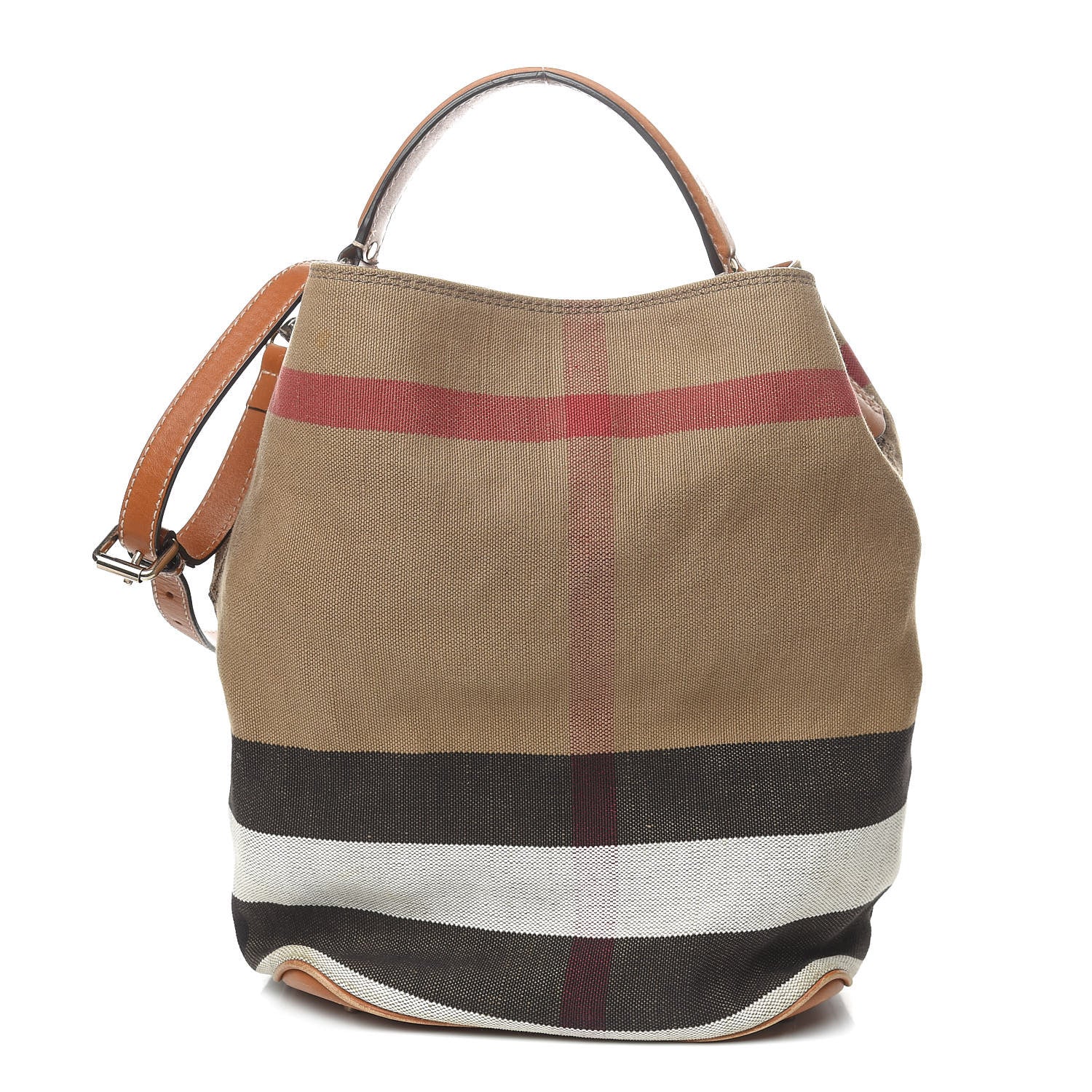 Burberry Canvas Mega Check Medium Ashby Hobo Saddle Brown 1 of 14