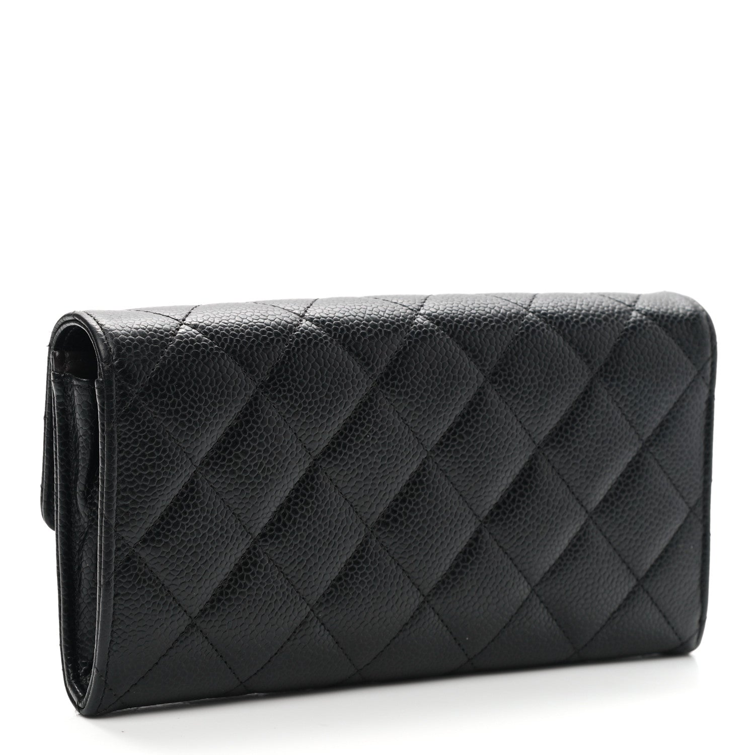 Chanel Caviar Quilted Large Gusset Flap Wallet Black 9 of 10