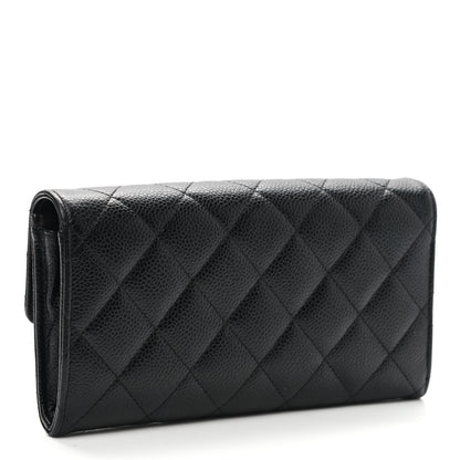 Chanel Caviar Quilted Large Gusset Flap Wallet Black 9 of 10