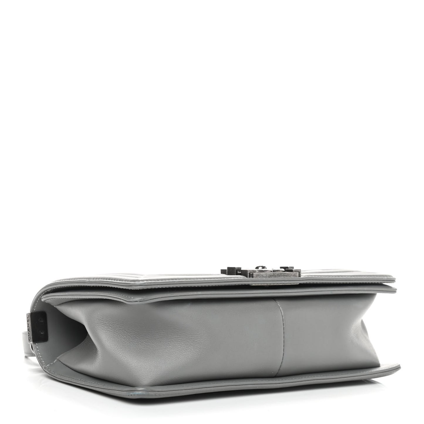 Lambskin Quilted Medium Boy Flap Grey