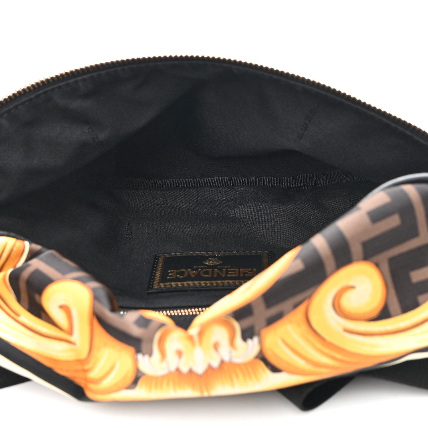 Fendi X VERSACE Nylon Cuoio Romano Fendace FF Baroque Belt Bag Black Gold 6 of 9