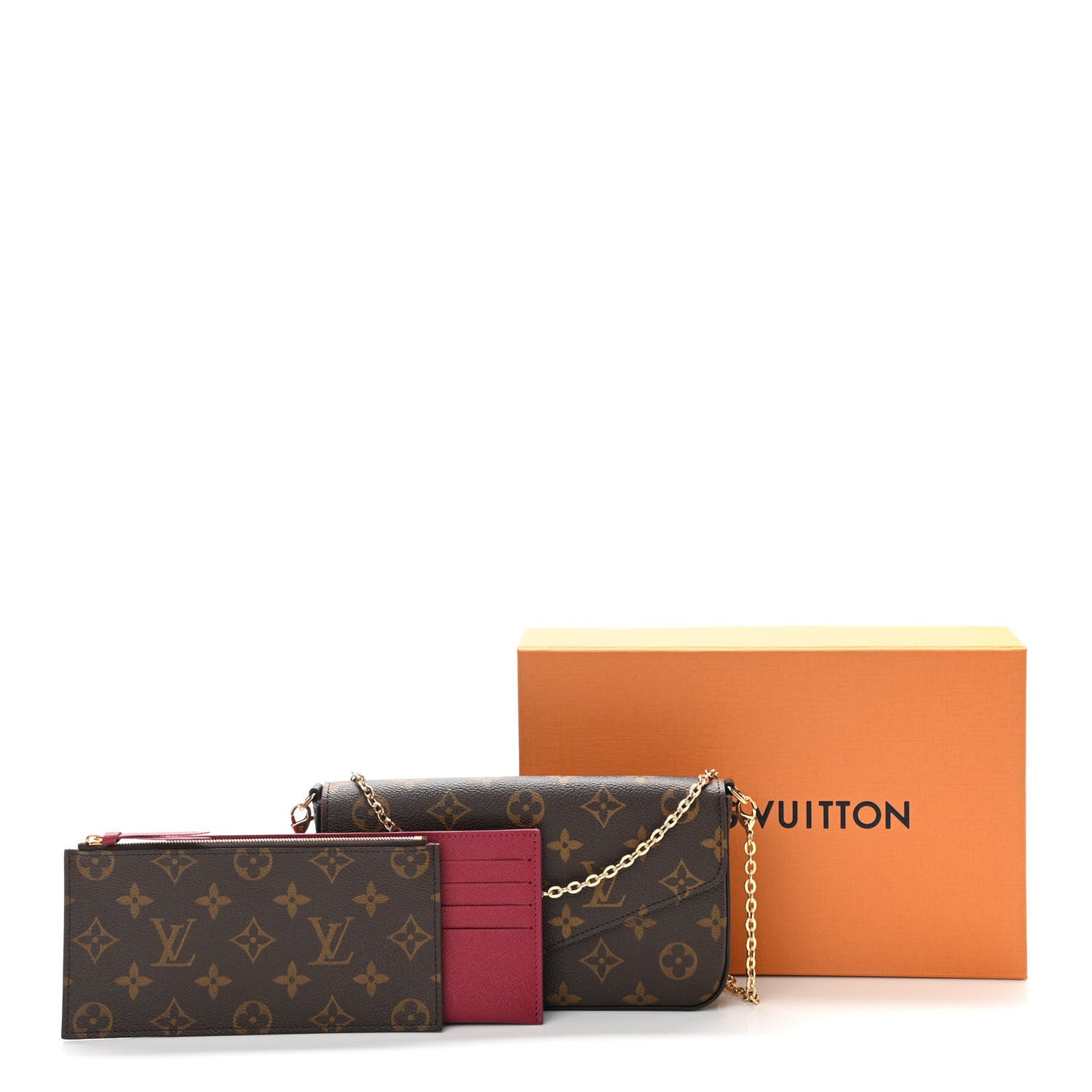 Monogram Pochette Felicie Chain Wallet Fuchsia