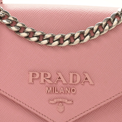 Prada Saffiano Cuir Calfskin Monochrome Envelope Flap Chain Shoulder Bag Petalo 8 of 10