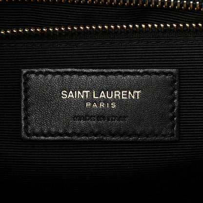 Saint Laurent Grain De Poudre Matelasse Chevron Large Monogram Satchel Black 6 of 14