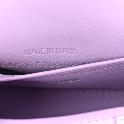Balenciaga Shiny Calfskin Crocodile Embossed Hourglass Top Handle Bag Mini with Chain  Lilac 7 of 10