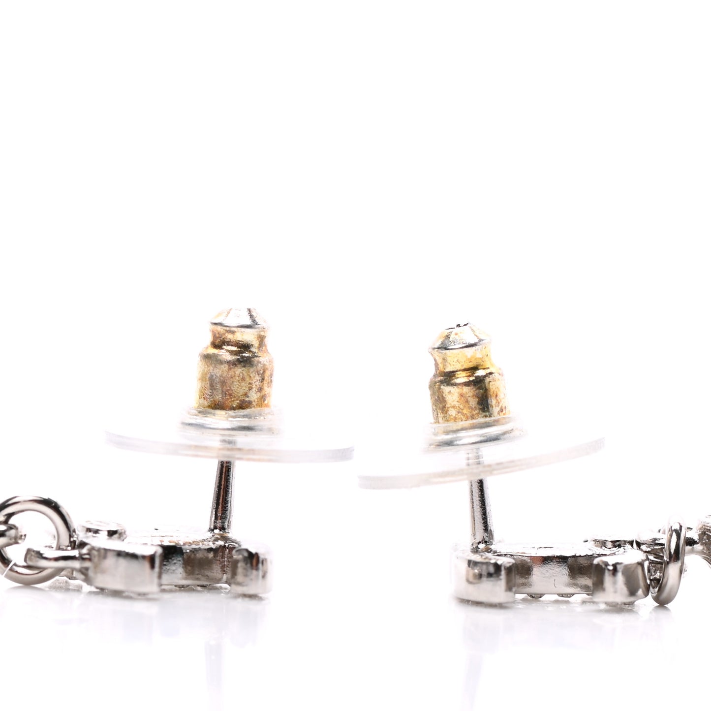 Crystal CC Teardrop Earrings Silver