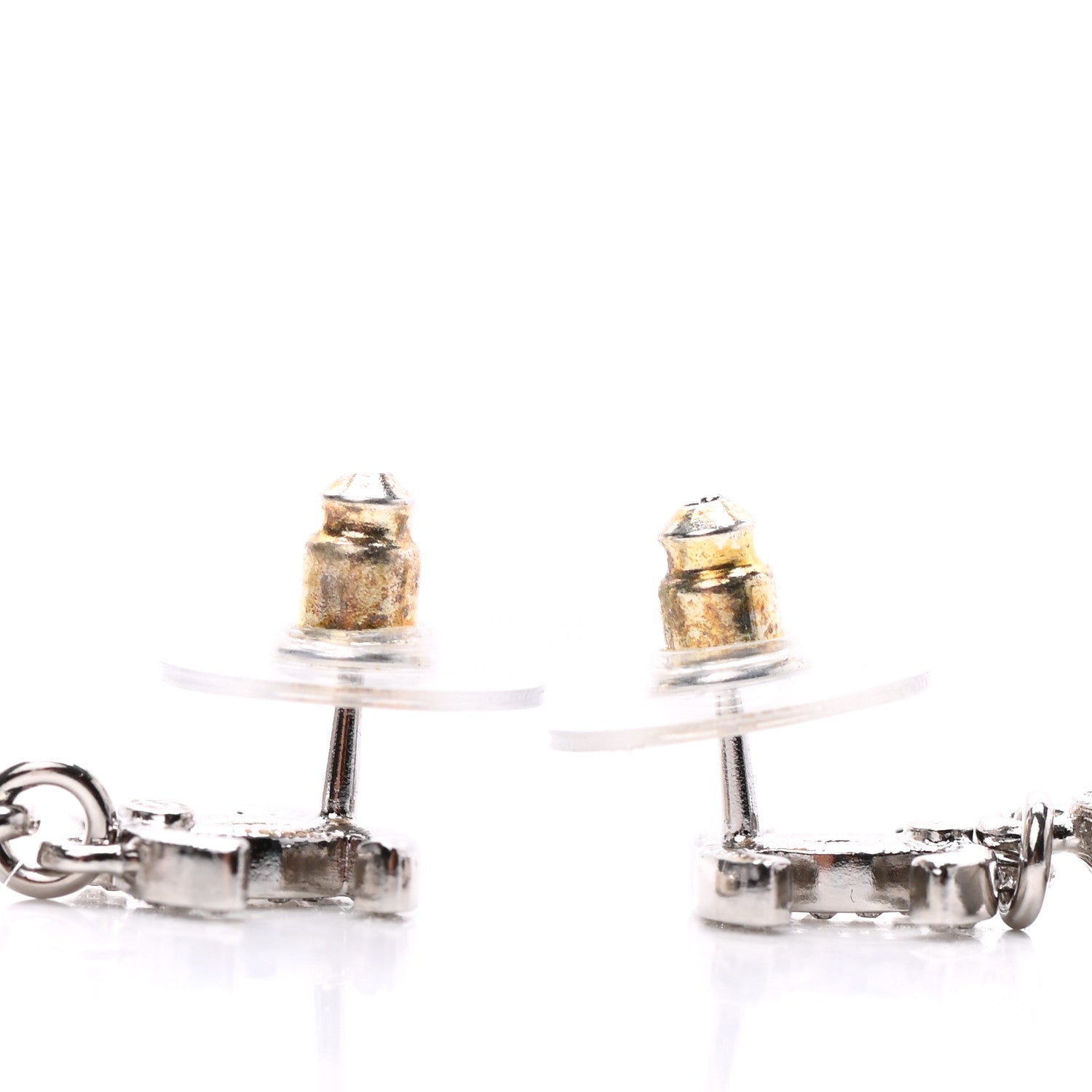 Chanel Crystal CC Teardrop Earrings Silver 3 of 4