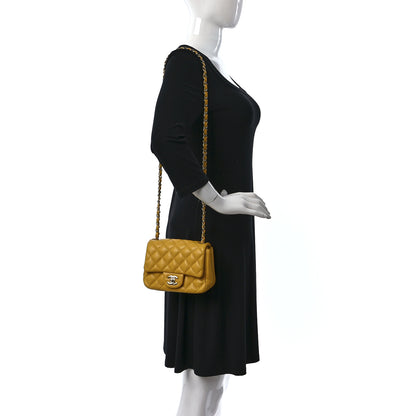 Chanel Caviar Quilted Mini Square Flap Yellow 2 of 13