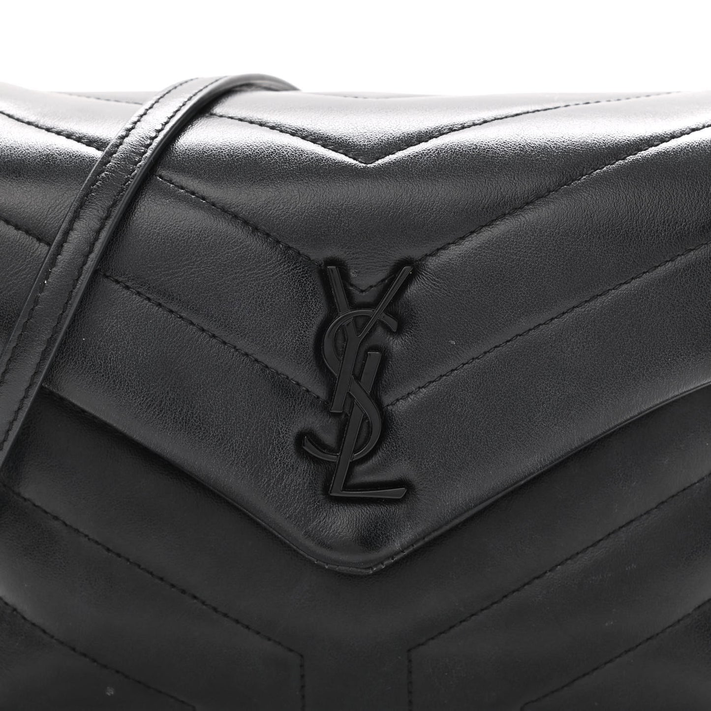 Calfskin Y Quilted Monogram Toy Loulou Crossbody Bag Black
