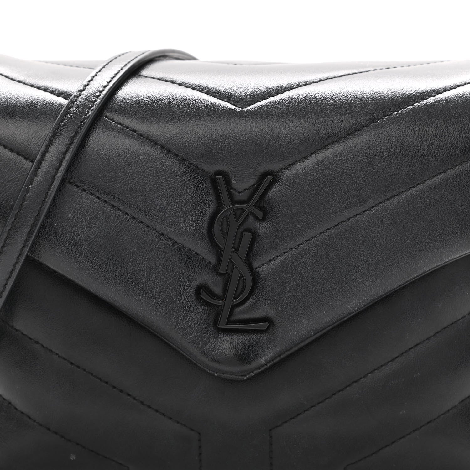Saint Laurent Calfskin Y Quilted Monogram Toy Loulou Crossbody Bag Black 9 of 13