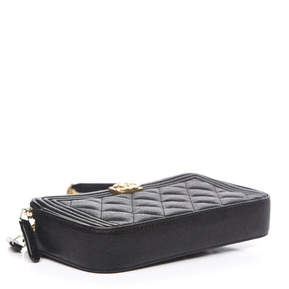 Chanel Caviar Quilted Small Boy Clutch With Chain Black 4 of 12