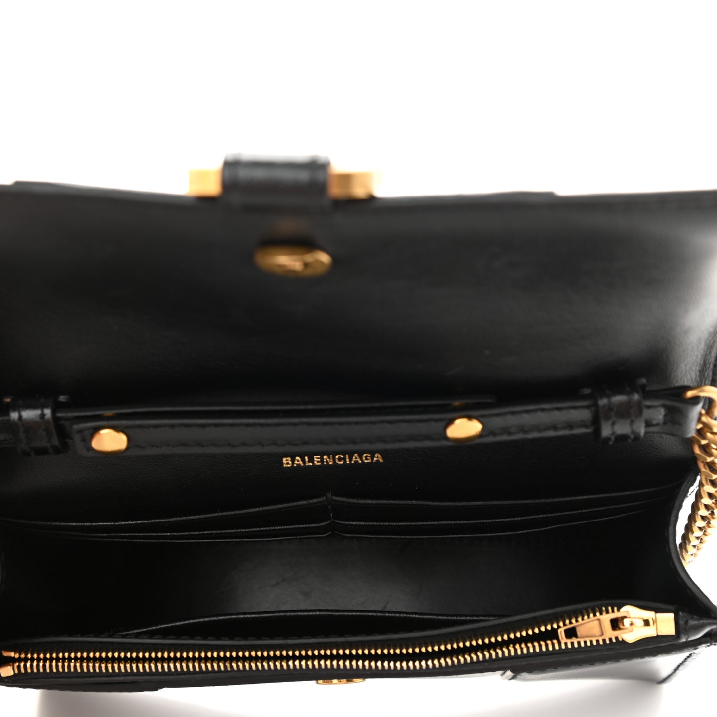 Shiny Box Calfskin Hourglass Chain Bag Black