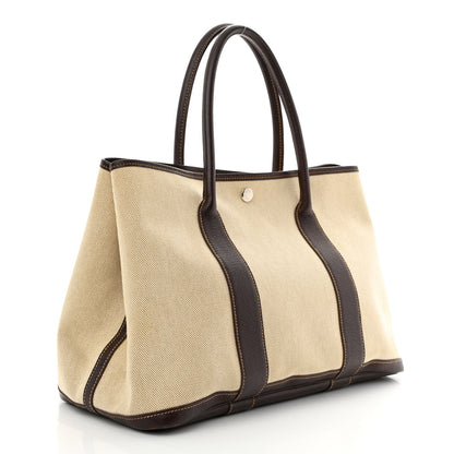 Hermes Buffle Skipper Toile Garden Party 36 MM Tote Marron Fonce 3 of 12