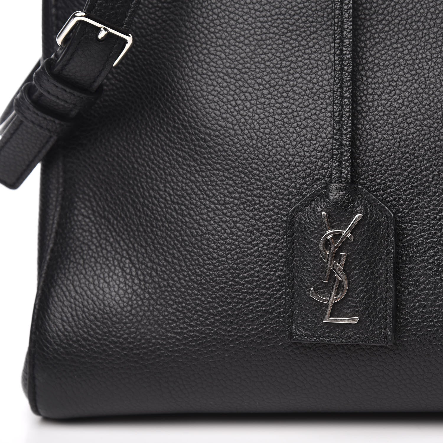 Saint Laurent Grained Calfskin Medium Rive Gauche Cabas Black 9 of 11