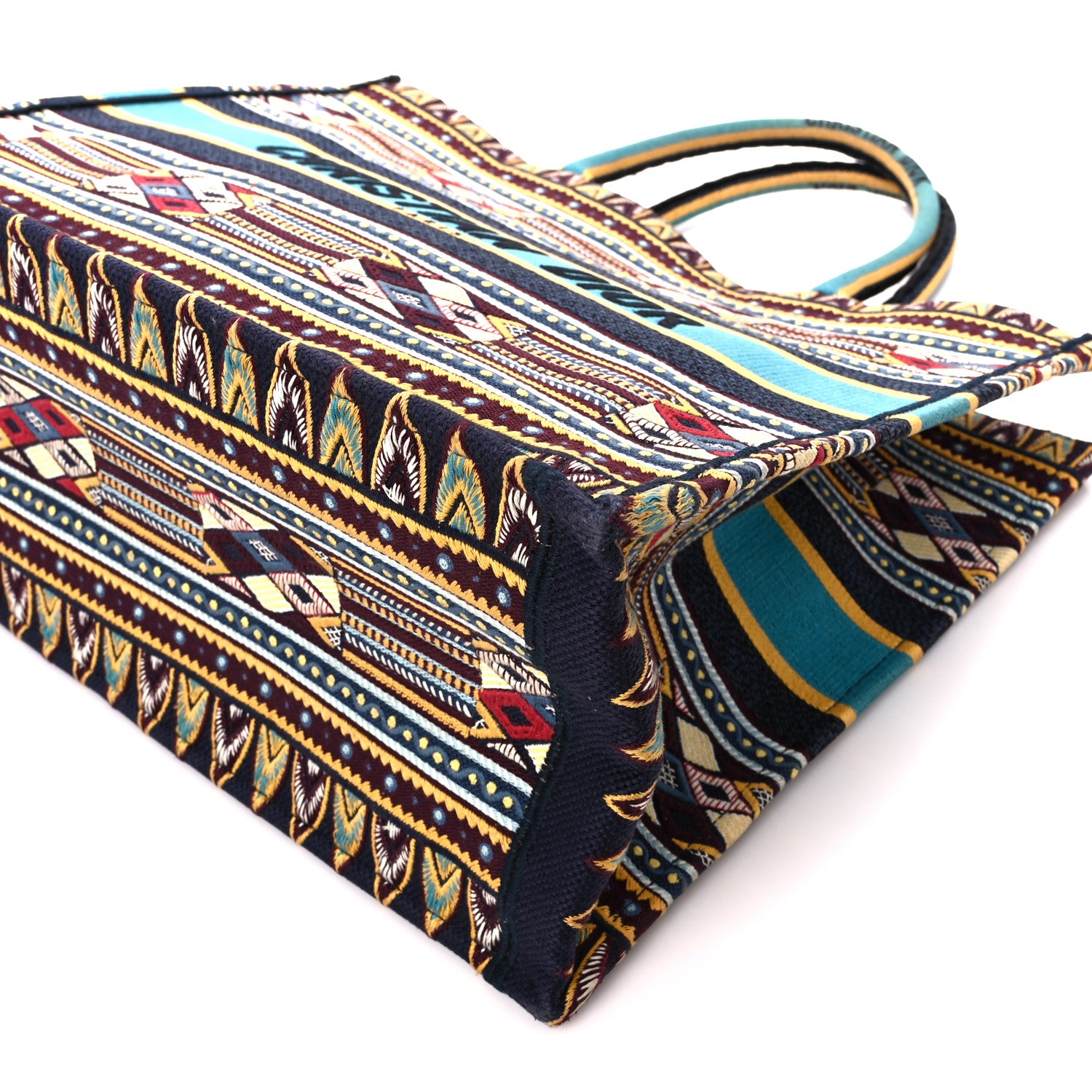 Christian Dior Canvas Embroidered Book Tote Blue Multicolor 10 of 10