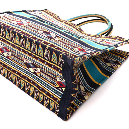 Christian Dior Canvas Embroidered Book Tote Blue Multicolor 10 of 10