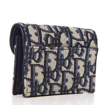 Christian Dior Oblique Saddle Card Holder Blue 3 of 7