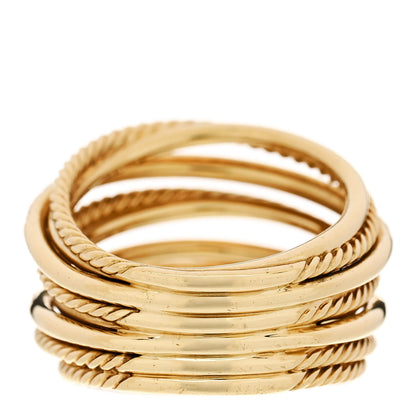 David Yurman 18K Yellow Gold Diamond 18mm Wide Crossover Ring 58 8.25 3 of 4
