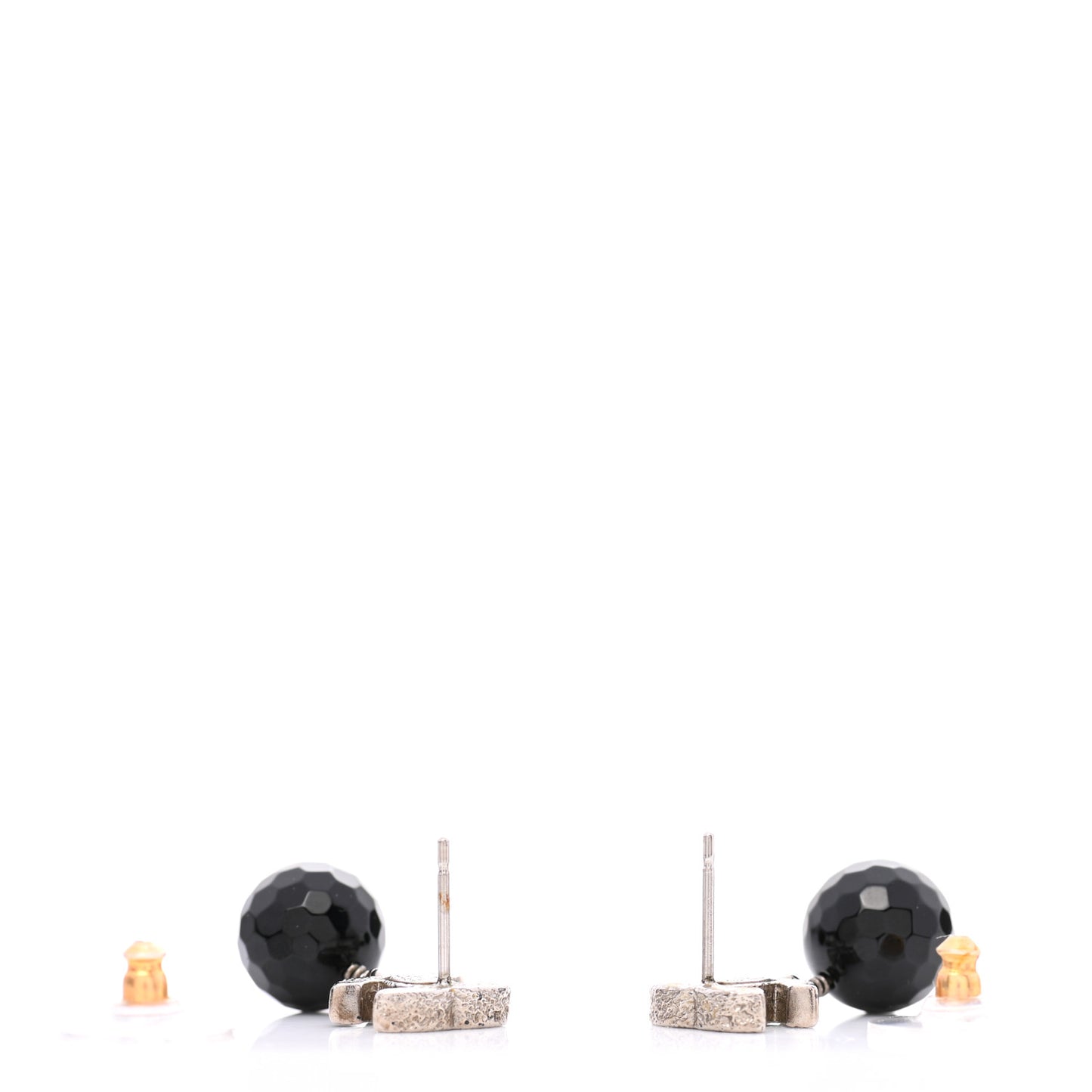 Glitter CC Bead Drop Earrings Black