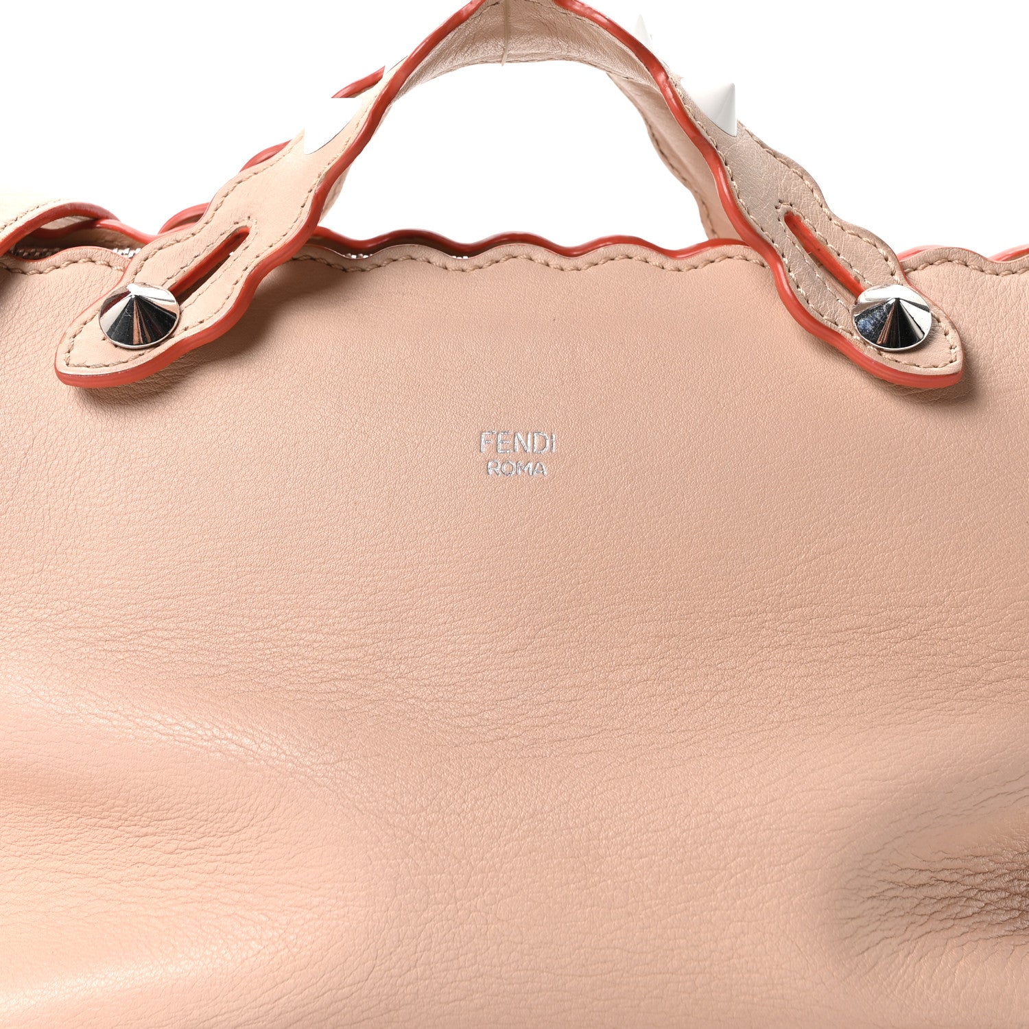 Fendi Vitello Dolce Scalloped Studded Medium By The Way Boston Bag Plaster 13 of 17