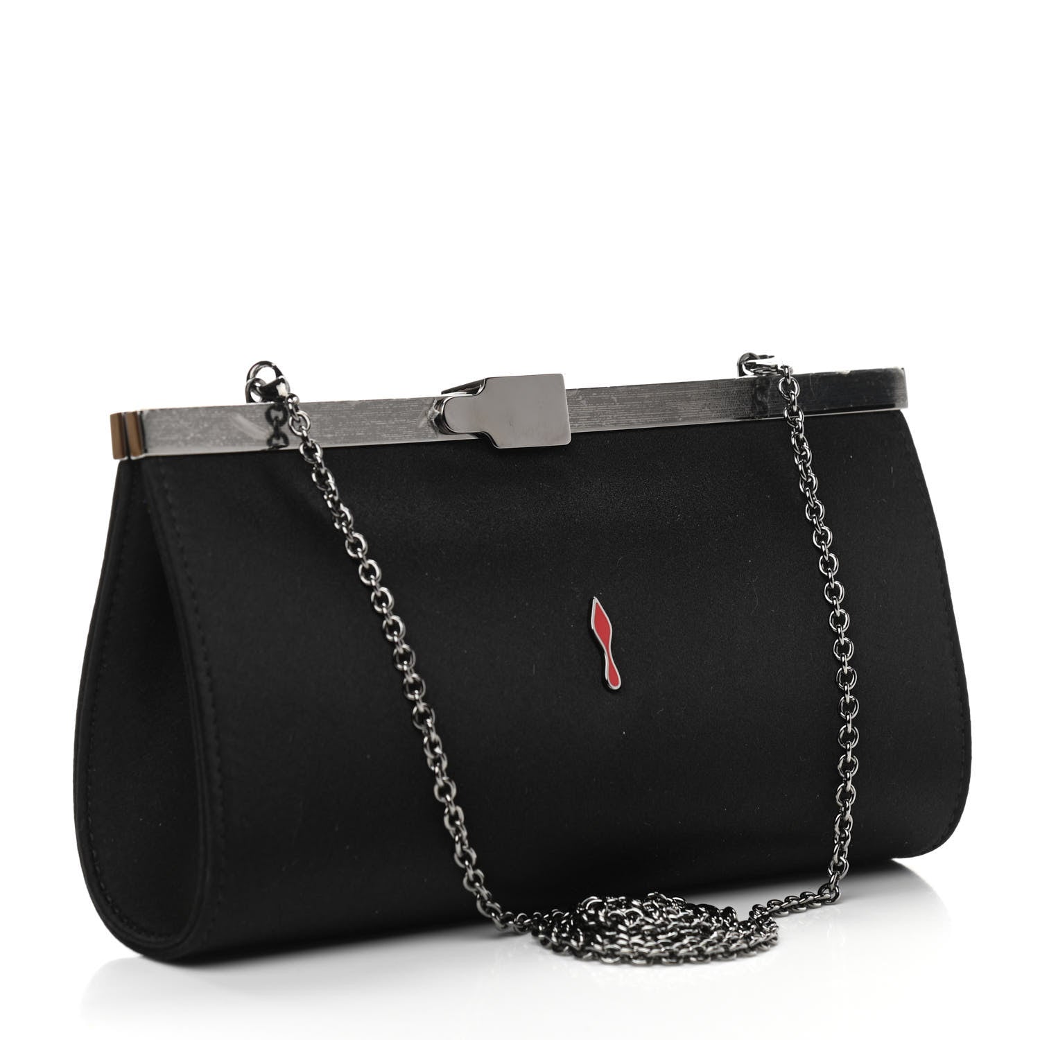 Christian Louboutin Satin Palmette Clutch Black 3 of 9