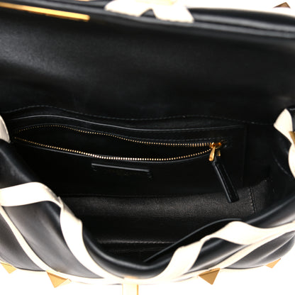 Valentino Garavani Nappa Large Roman Stud Shoulder Bag Black White 5 of 14