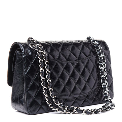 Chanel Iridescent Crumpled Calfskin Quilted Medium Double Flap Black 3 of 11