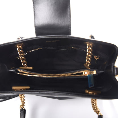 Saint Laurent Calfskin Y Quilted Monogram Small Loulou Shopper Black 5 of 9