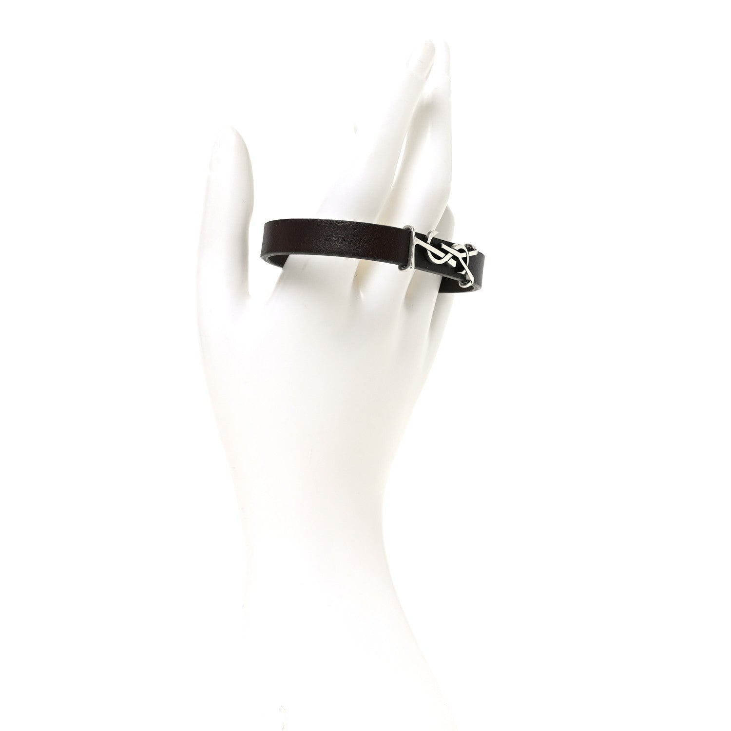 Saint Laurent Calfskin Opyum Bracelet L Dark Brown 2 of 4