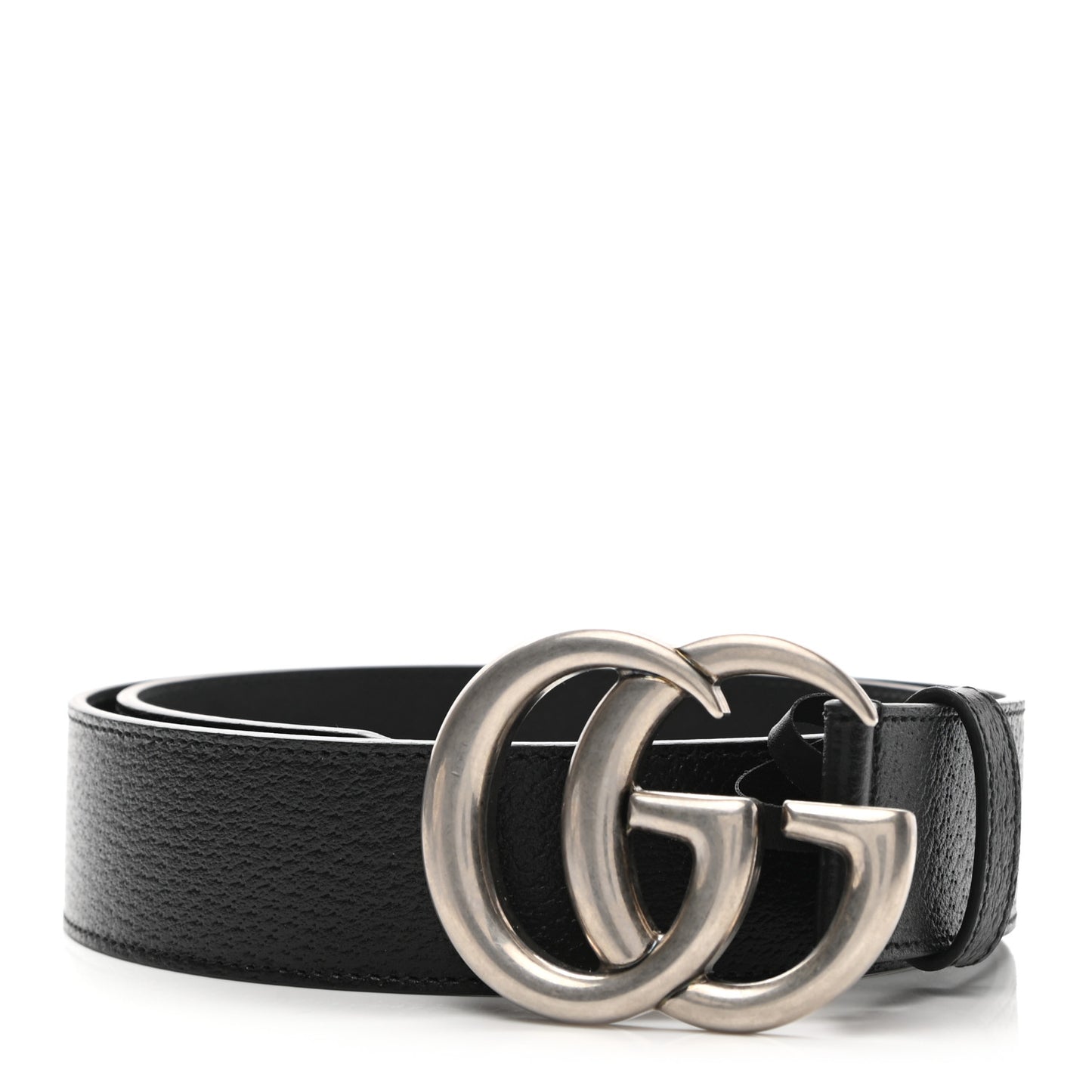 Textured Dollar Calfskin Nickel Double G 40mm Belt 85 34 Black