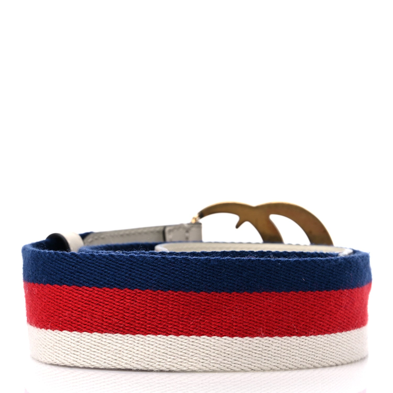 Gucci Nylon Calfskin Sylvie Web Double G 40mm Belt 80 32 Mystic White Hibiscus Red Maritime 2 of 5