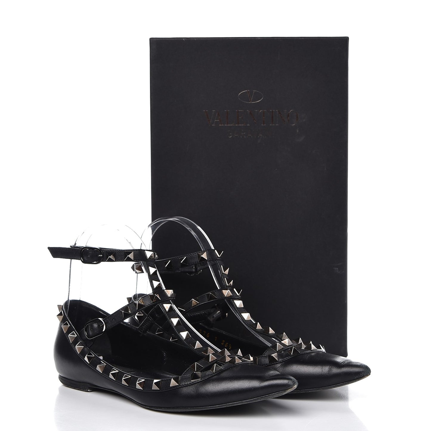 Nappa Rockstud Cage Ballerina Flats 36.5 Black