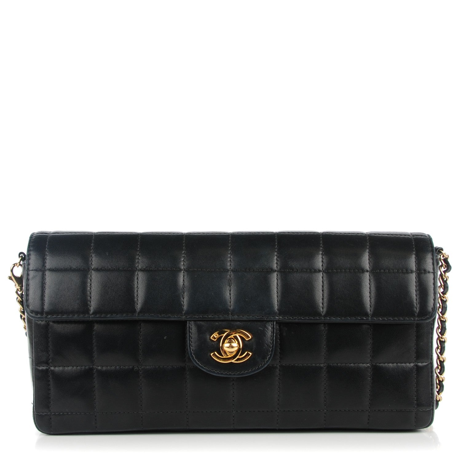 Chanel Lambskin Quilted East West Chocolate Bar Flap Black 1 of 9