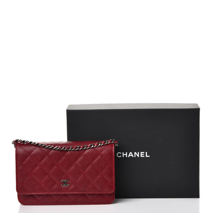 Chanel Caviar Quilted Wallet on Chain WOC Red 10 of 10